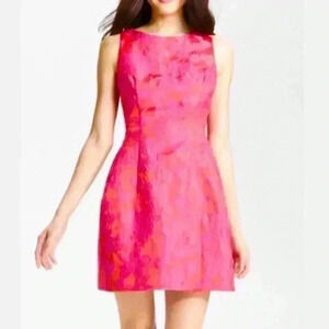 Alexia Admor Jacquard Fit and Flare Bright Pink Floral Dress Size XS